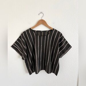 HANDMADE mudcloth block print brown triangle print top / size up to L